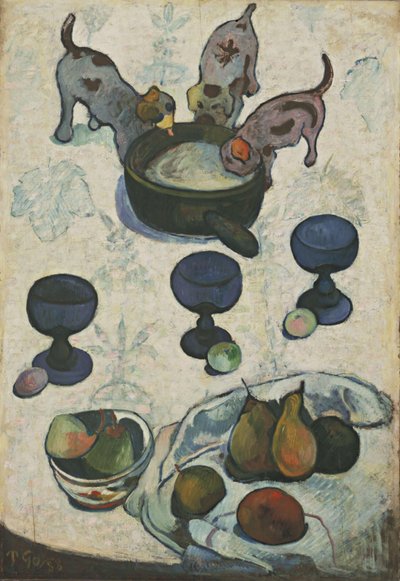 Stilleven met Drie Puppies door Paul Gauguin